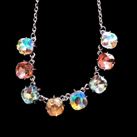 Multi-Colored Rhinestone Necklace with Matching Earrings Paparazzi Throat Length - Picture 8 of 8